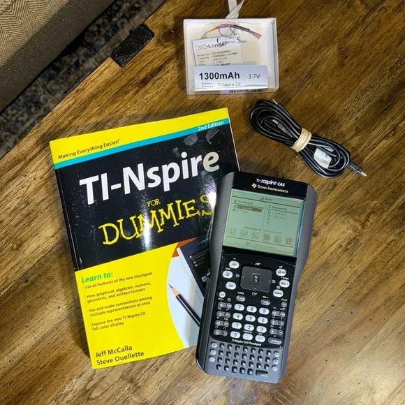 BUNDLE Texas Instruments TI-nspire CAS Graphing Calculator, Cable, Battery, Book - Picture 15 of 15